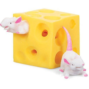 Funny Mice and Cheese finger Squeeze Toys Slime Extrusion Stretchy Mice Hide In Cheese Hole Block Latex Stressbusting Fidget Toy