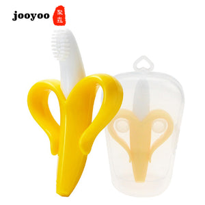 Baby Silicone Banana Training Toothbrush BPA Shape Safe Toddle Teether Chew Toys Teething Ring Gift For Infant jooyoo