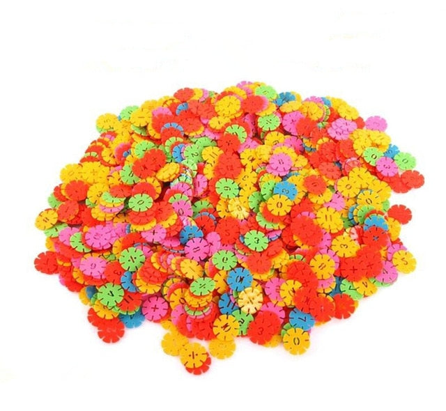 100pcs Children Kid Baby Toys Multicolor Building Blocks Snowflake Creative Educational Construction Plastics Toys