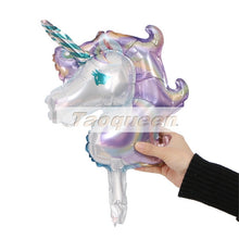 Load image into Gallery viewer, 45-110cm Giant Unicorn Balloon Party Supplies Birthday Party Decorations Rainbow  Balloons kids Foil Balloons cartoon hat