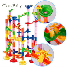 Load image into Gallery viewer, 29/80/105pcs Set DIY Construction Marble Race Run Track Building Blocks Kids Maze Ball Roll Toys Christmas Gift