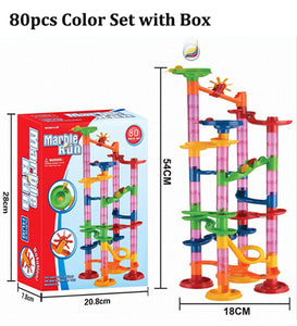 29/80/105pcs Set DIY Construction Marble Race Run Track Building Blocks Kids Maze Ball Roll Toys Christmas Gift